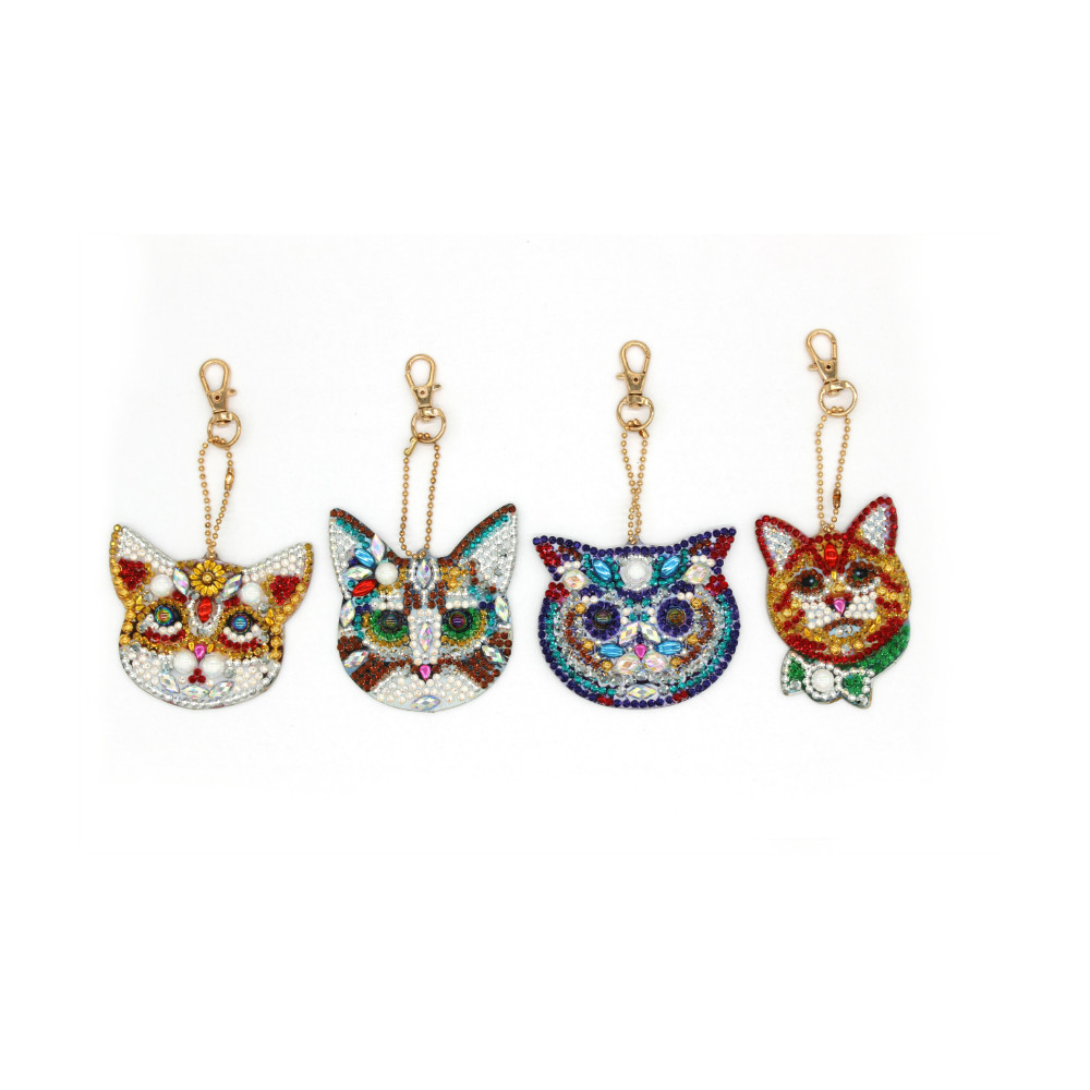 New Designs Four Cats DIY Mini Diamond Key Chains Cross Stitch Gifts And Crafts YSK Cats